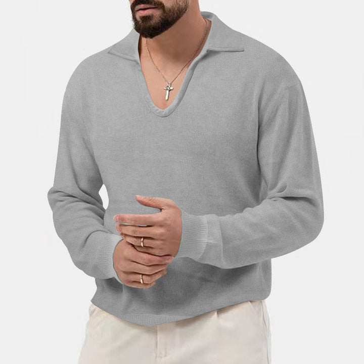 Herren eleganter Pullover mit V-Ausschnitt und strukturiertem Design Drune