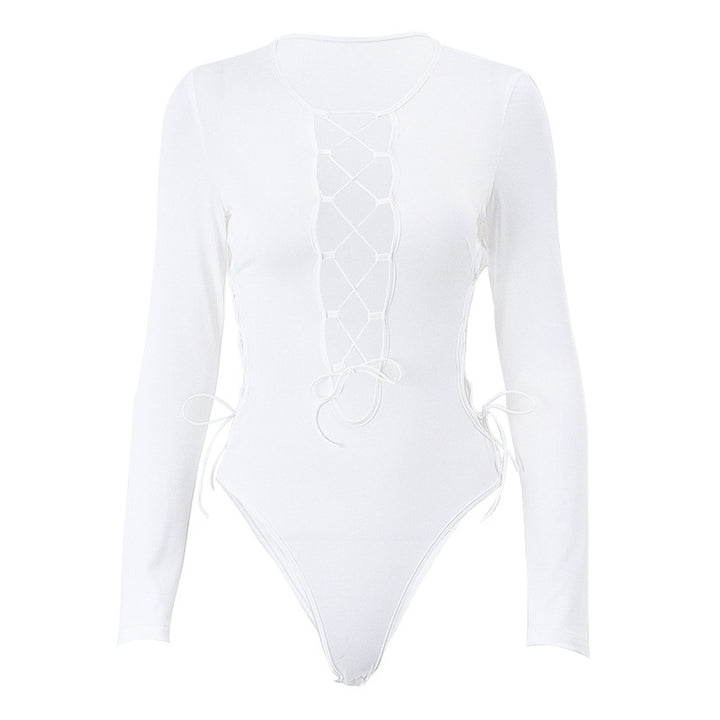 Damen-Bodysuit mit aufregendem Cut-Out-Design und modischen Schnürdetails Drune