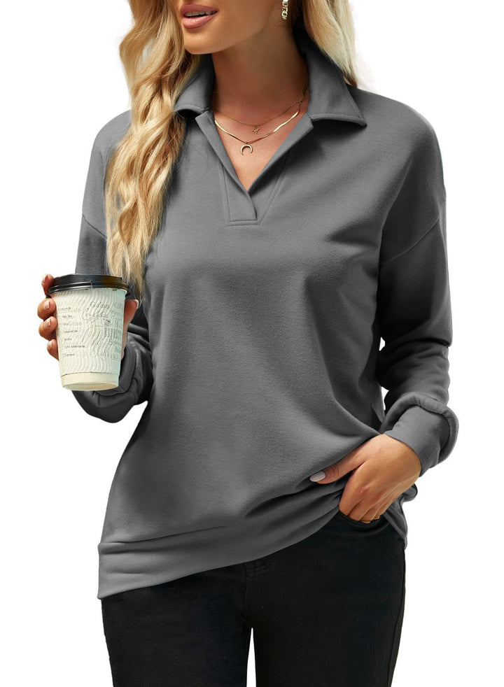 Damen Sweatshirt mit modernem Polokragen und komfortabler Passform Drune