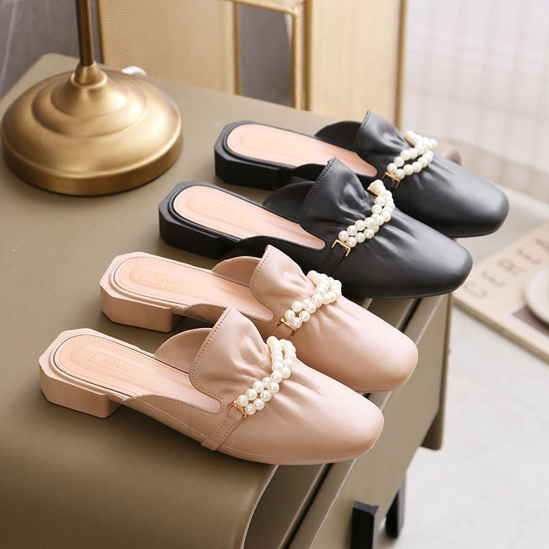 Damen Elegante Mules mit perlenverziertem Design und komfortablem Fußbett Drune