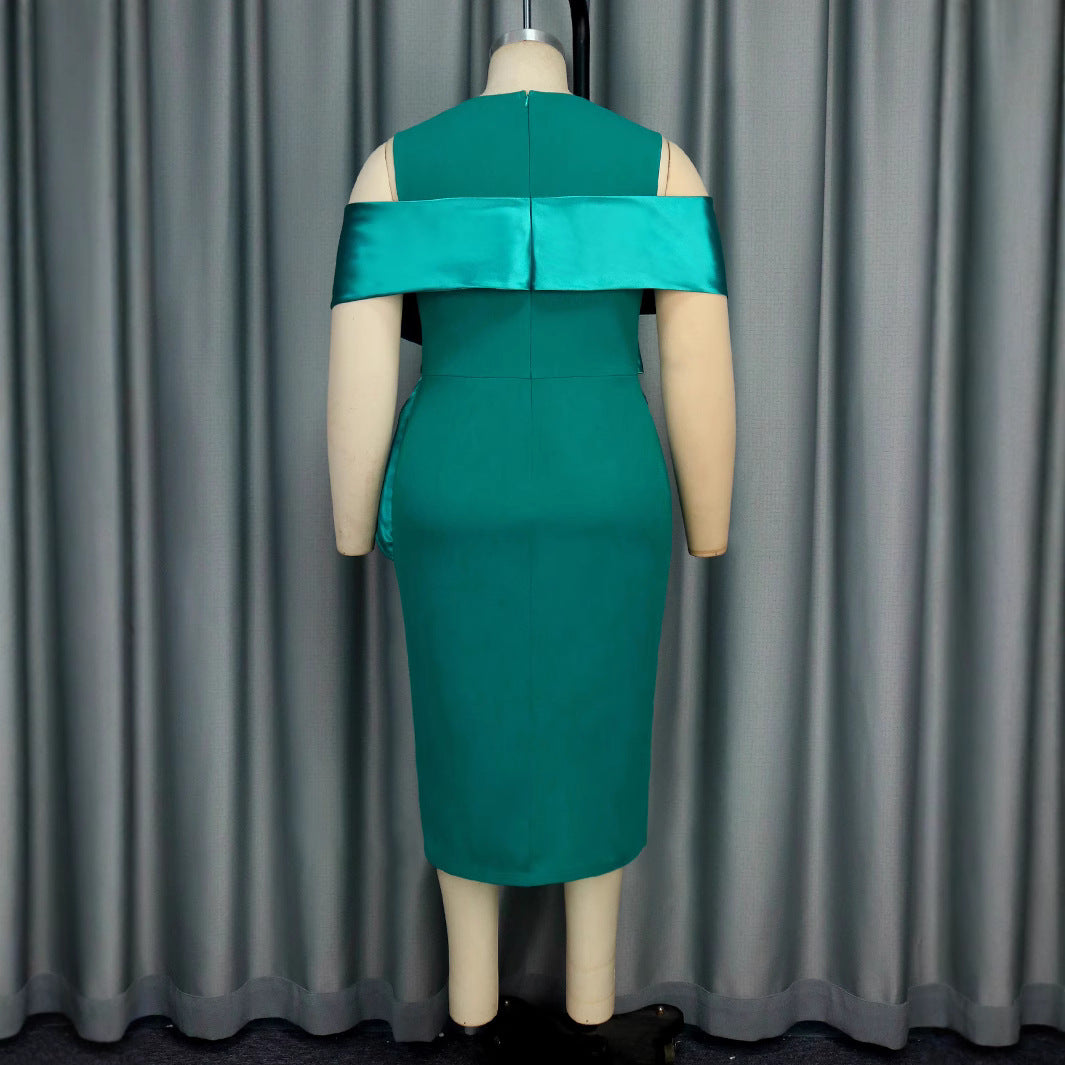 Damen Elegantes Wickelkleid mit asymmetrischem Saum und dekorativen Falten Drune
