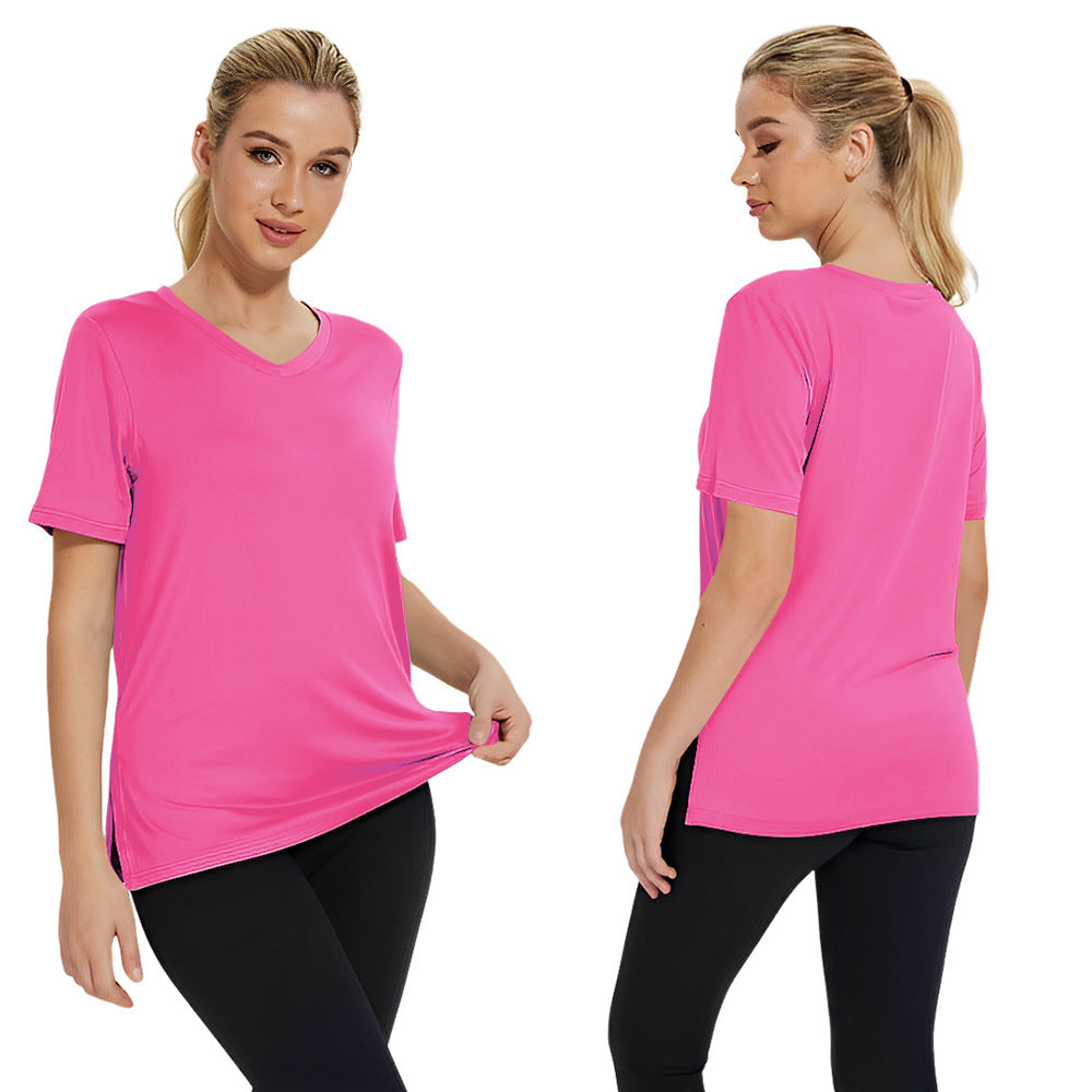Damen Funktionales V-Ausschnitt Sportshirt mit atmungsaktiver Technologie Drune