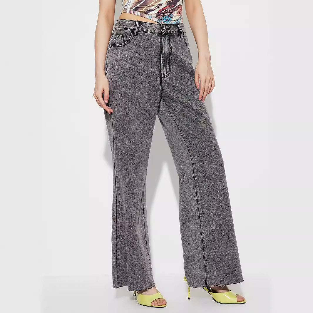 Damen Flared Jeans mit hohem Bund und detaillierten Nähten Drune