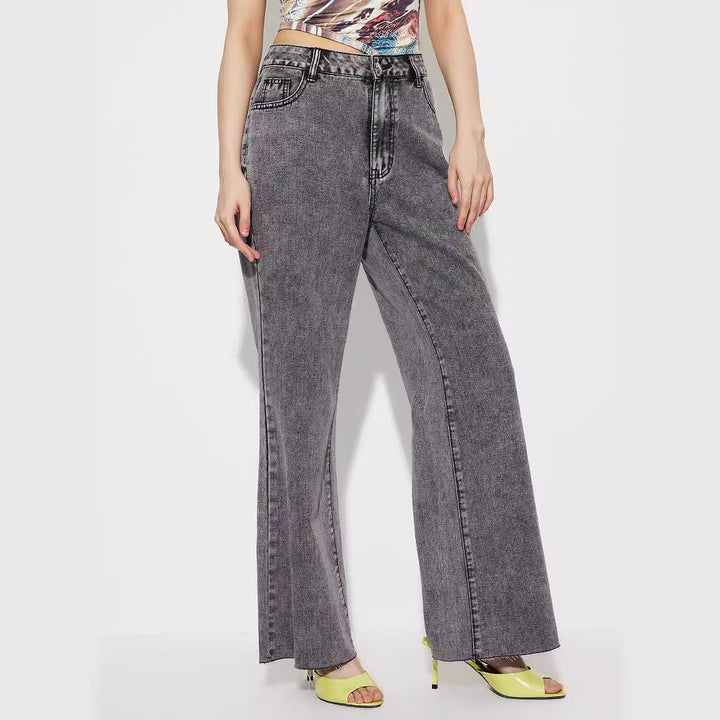 Damen Flared Jeans mit hohem Bund und detaillierten Nähten Drune