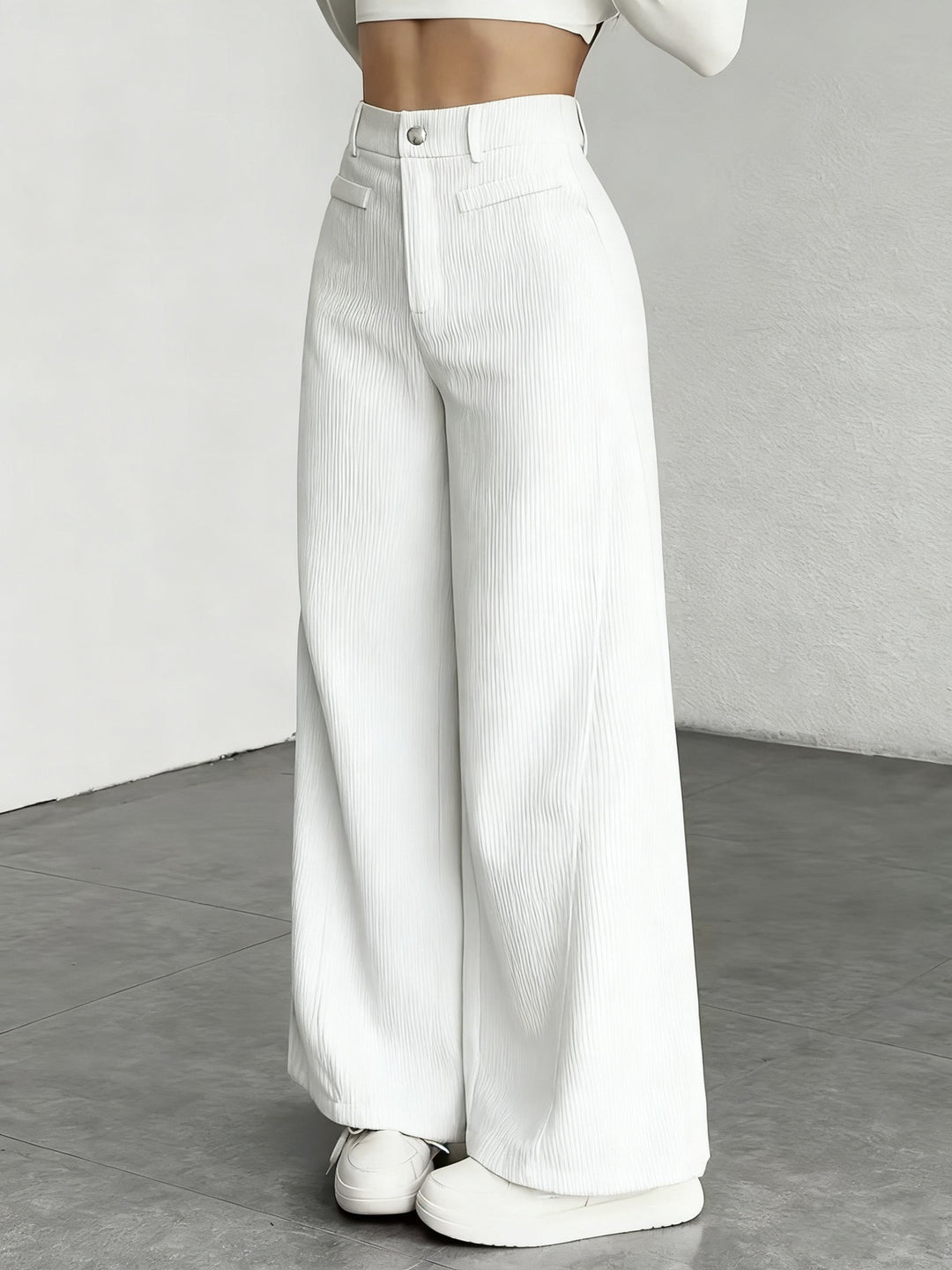 Damen Weite Cordhose mit hohem Bund und langem Schnitt Drune