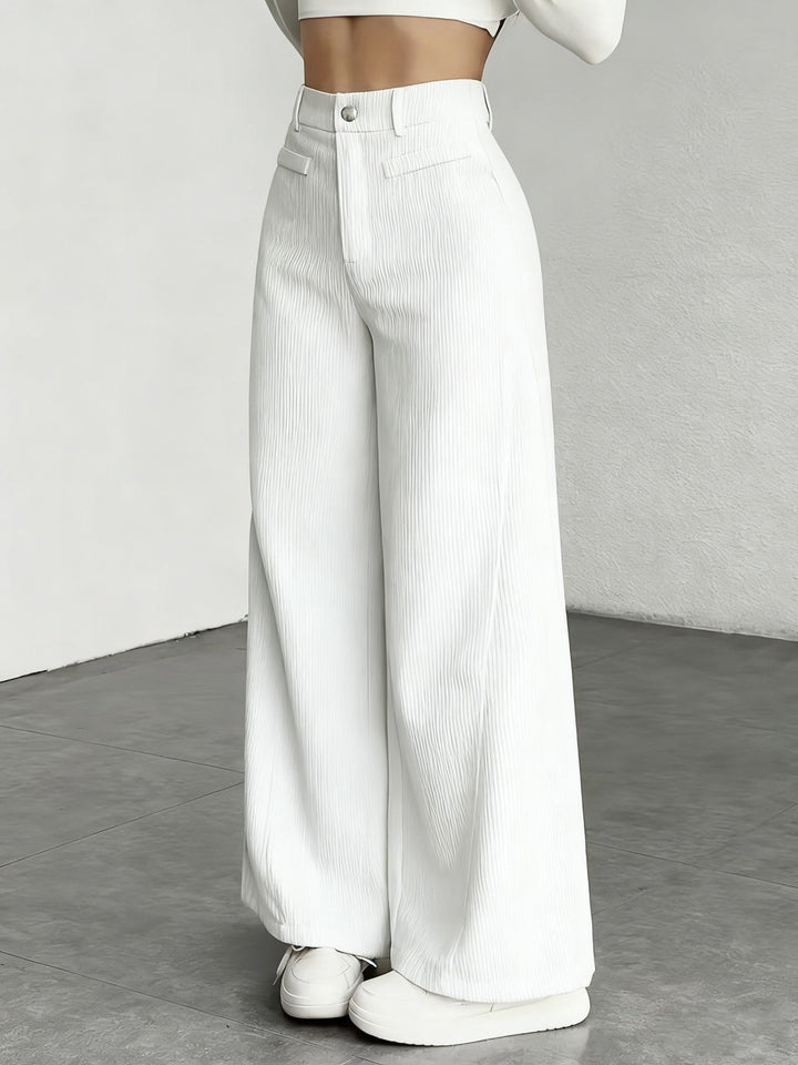 Damen Weite Cordhose mit hohem Bund und langem Schnitt Drune