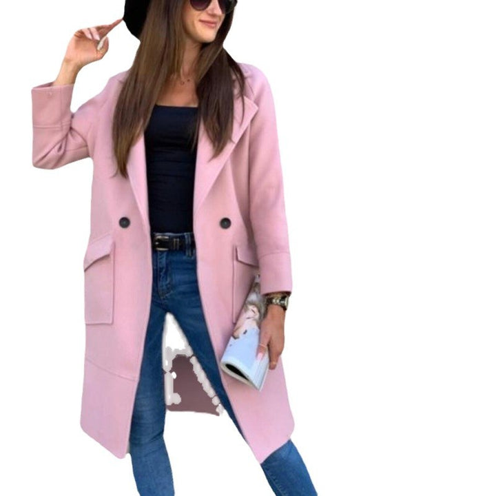 Damen Modischer Longblazer mit tiefem Revers und praktischen Taschen Drune
