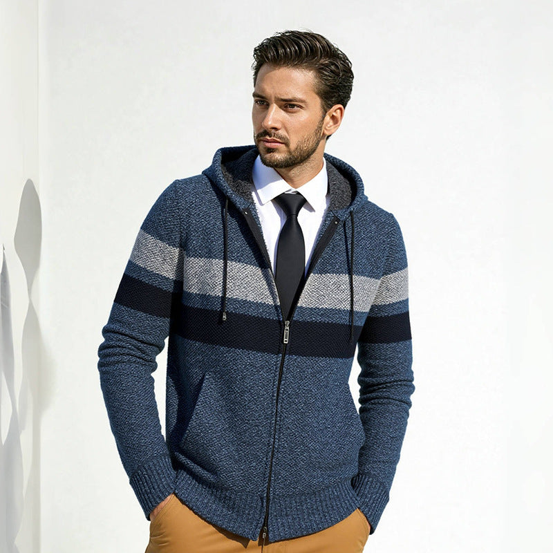 Herren Strickjacke mit modernem Kordelzug und stilvollem Muster Drune