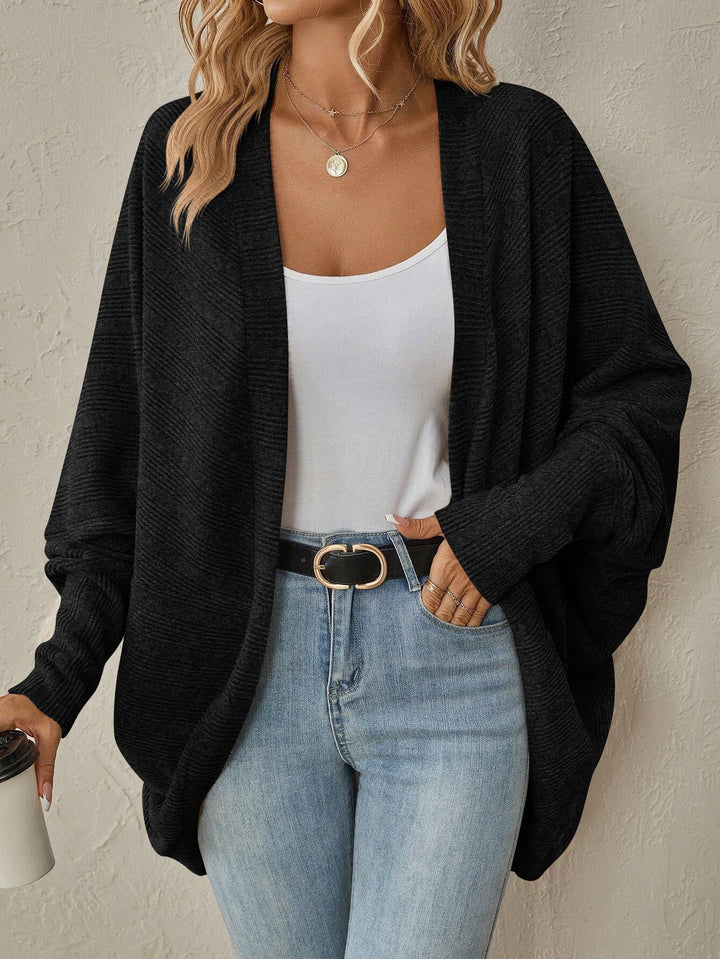 Damen lässige Strickjacke mit angeschnittenen Ärmeln und lockerer Passform Drune