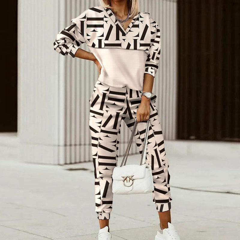 Damen modisches Set mit geometrischem Muster Drune