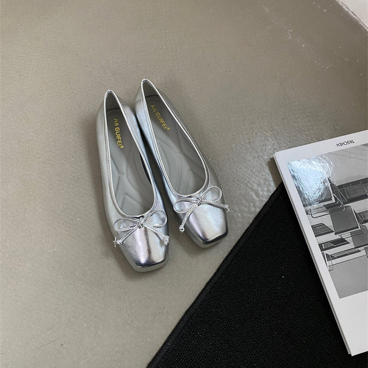 Damen klassisch geschnittene Ballerinas mit zierlichem Schleifenakzent und komfortabler Fußbettung Drune