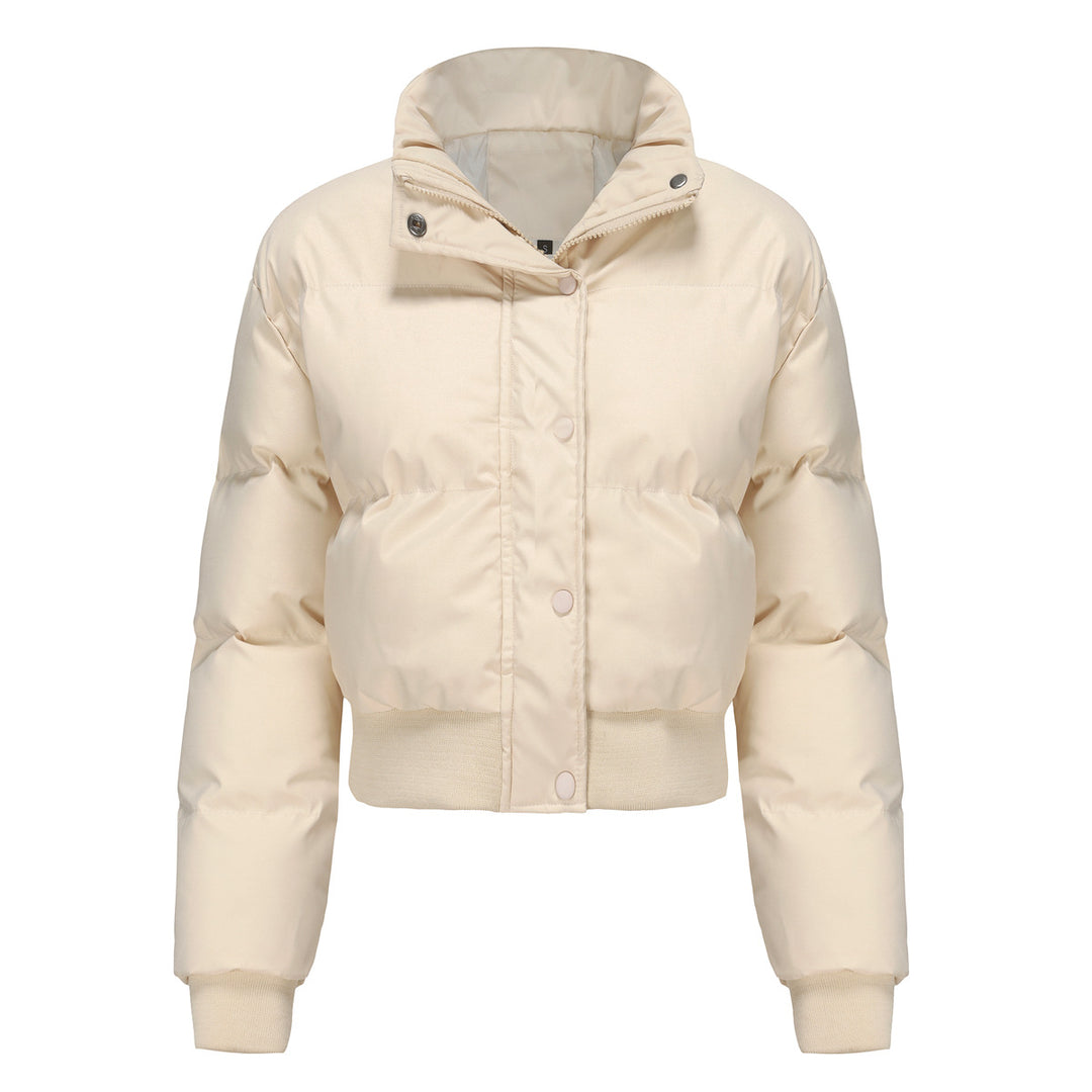 Damen cropped Steppjacke mit hohem Kragen und praktischen Druckknöpfen Drune