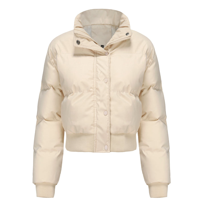 Damen cropped Steppjacke mit hohem Kragen und praktischen Druckknöpfen Drune