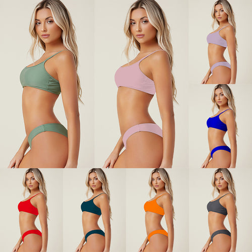 Damen Bikini-Set mit sportlichem Cropped-Oberteil und hohem Beinausschnitt Drune