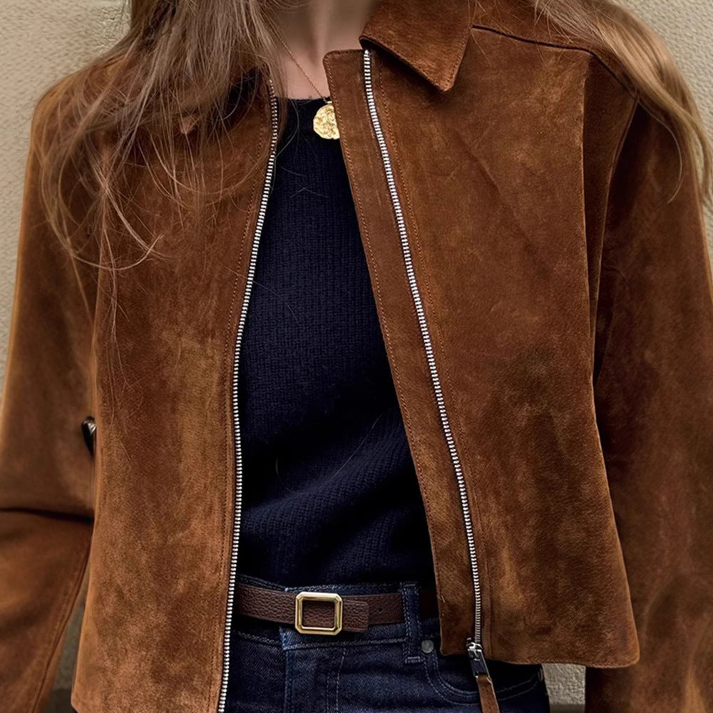 Damen elegante Wildlederjacke Drune