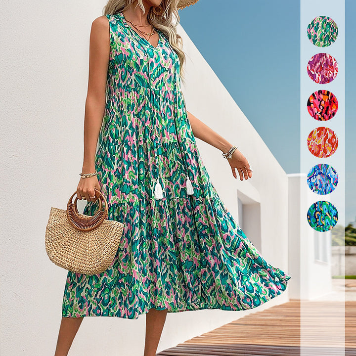 Damen Maxikleid mit Rüschendetails und floralem Muster Drune