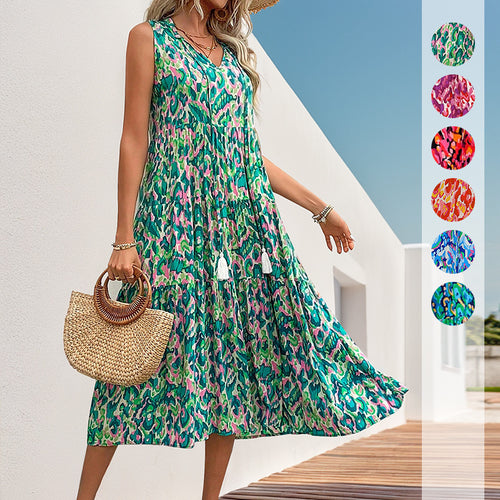 Damen Maxikleid mit Rüschendetails und floralem Muster Drune