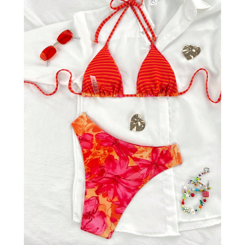 Damen Triangel-Bikini mit trendigem Blumenmuster Drune