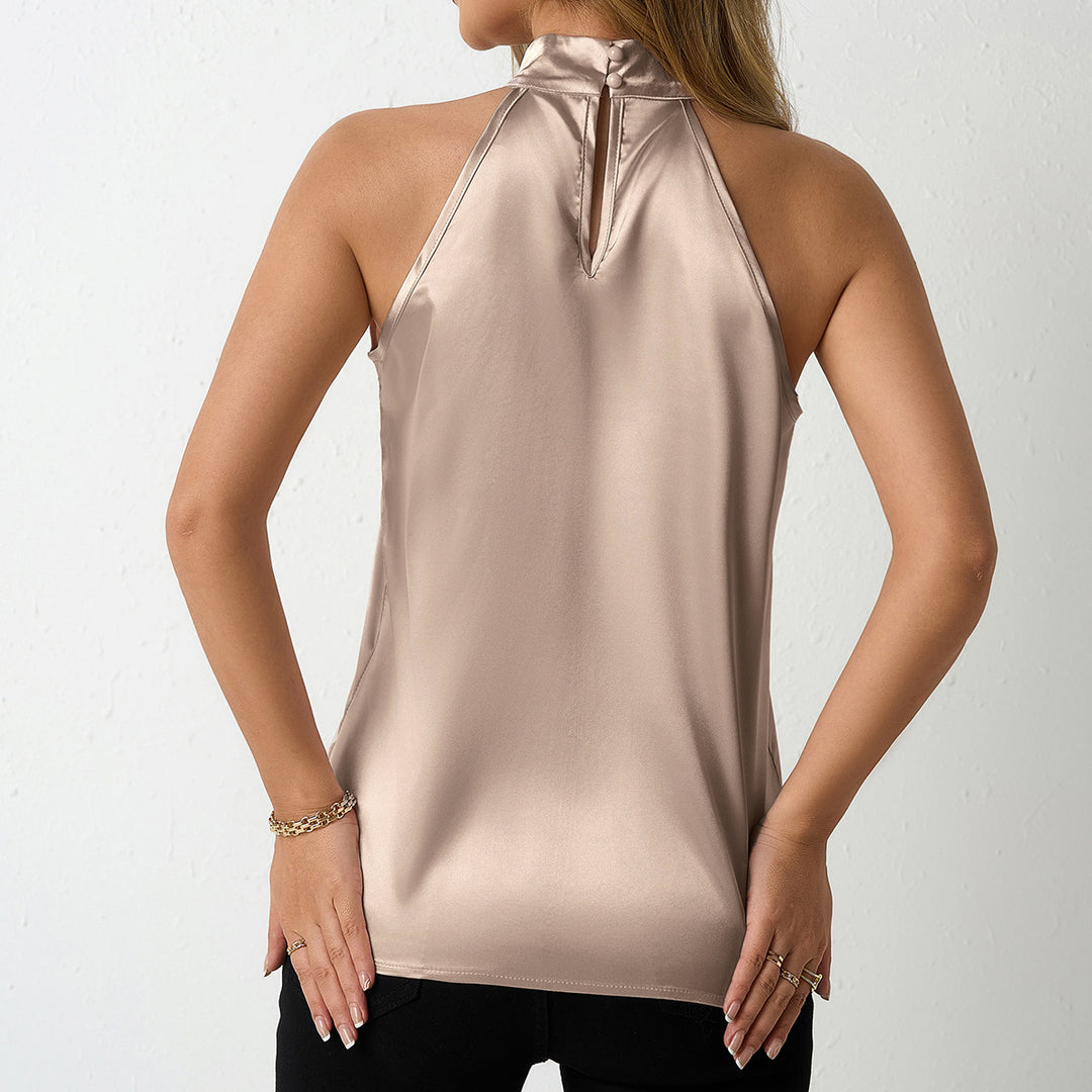 Damen Satin-Oberteil mit modernem Stehkragen Drune