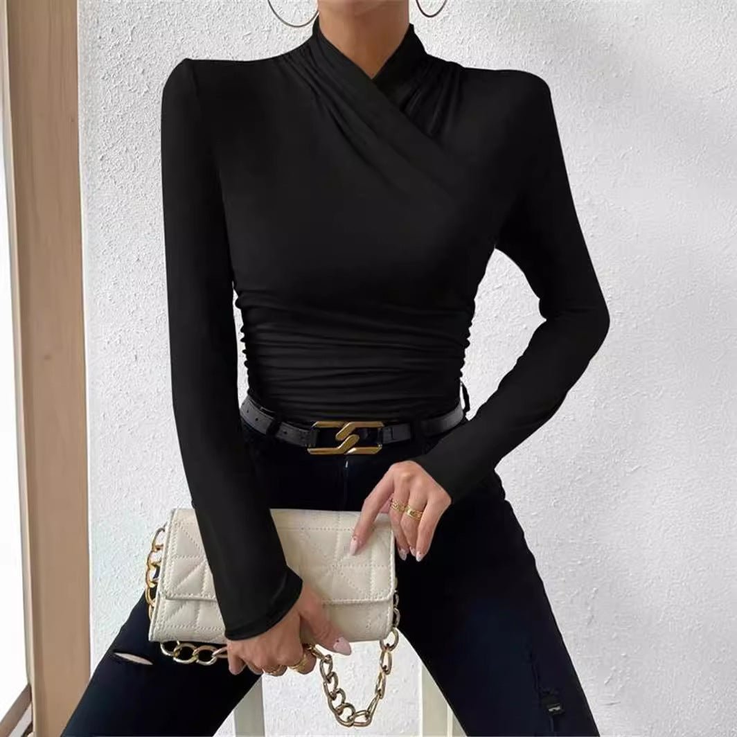 Damen Langarmshirt mit raffiniertem Wickeldesign Drune