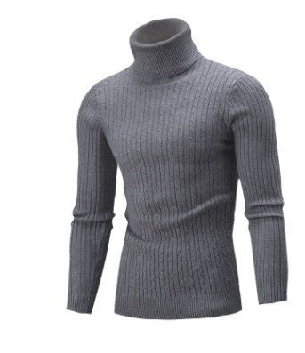 Herren nan gerippter Rollkragenpullover mit Zopfmuster und körpernaher Slim-Fit-Silhouette Drune