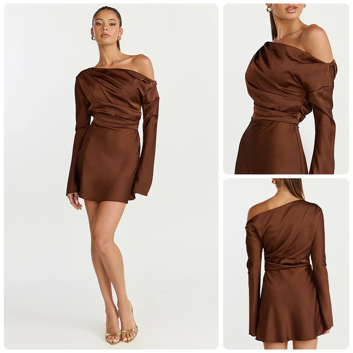 Damen Cocktailkleid mit asymmetrischem Design und elegantem Off-Shoulder-Ausschnitt Drune