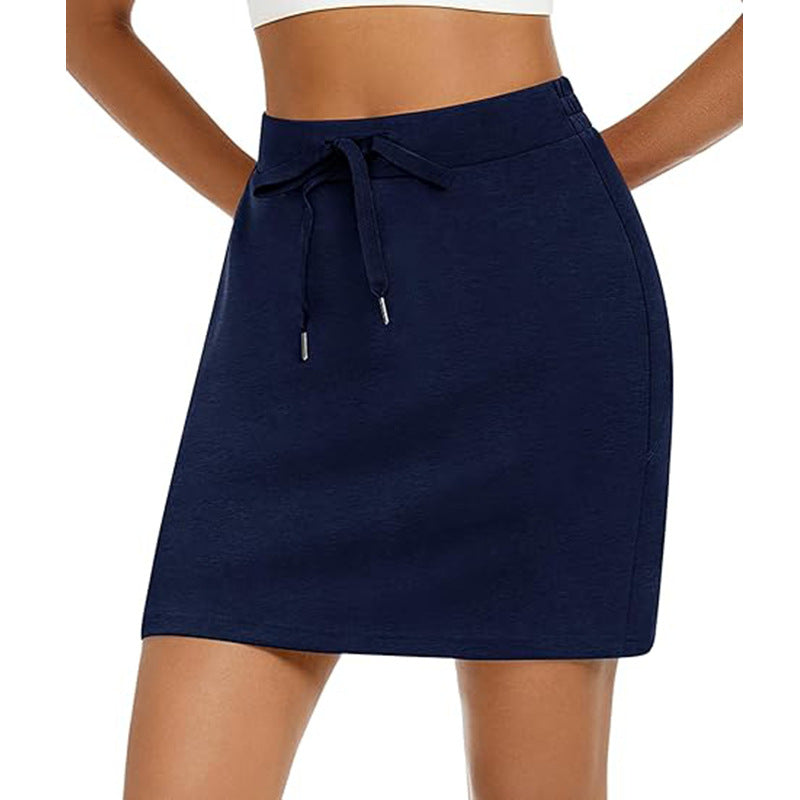 Damen sportlicher Minirock mit verstellbarem Kordelzug und seitlichen Taschen Drune