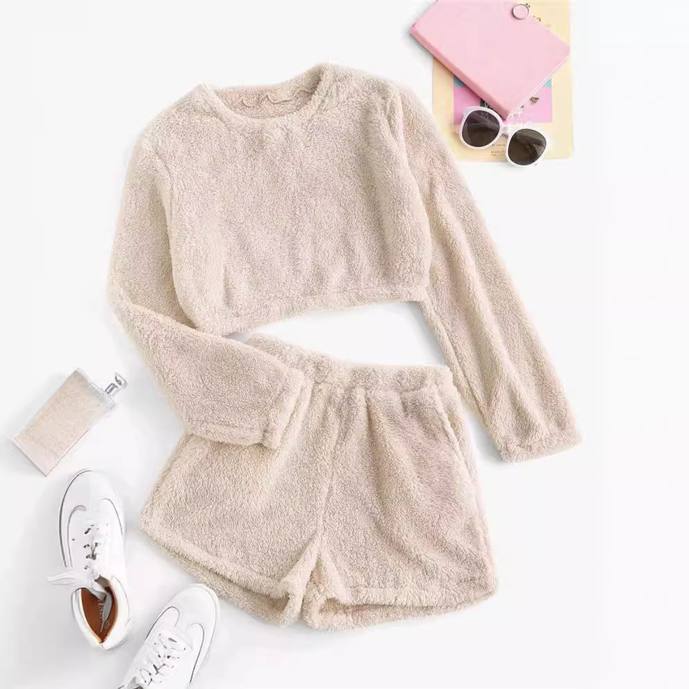 Damen Kuschelige Plüsch-Pyjama-Set Drune