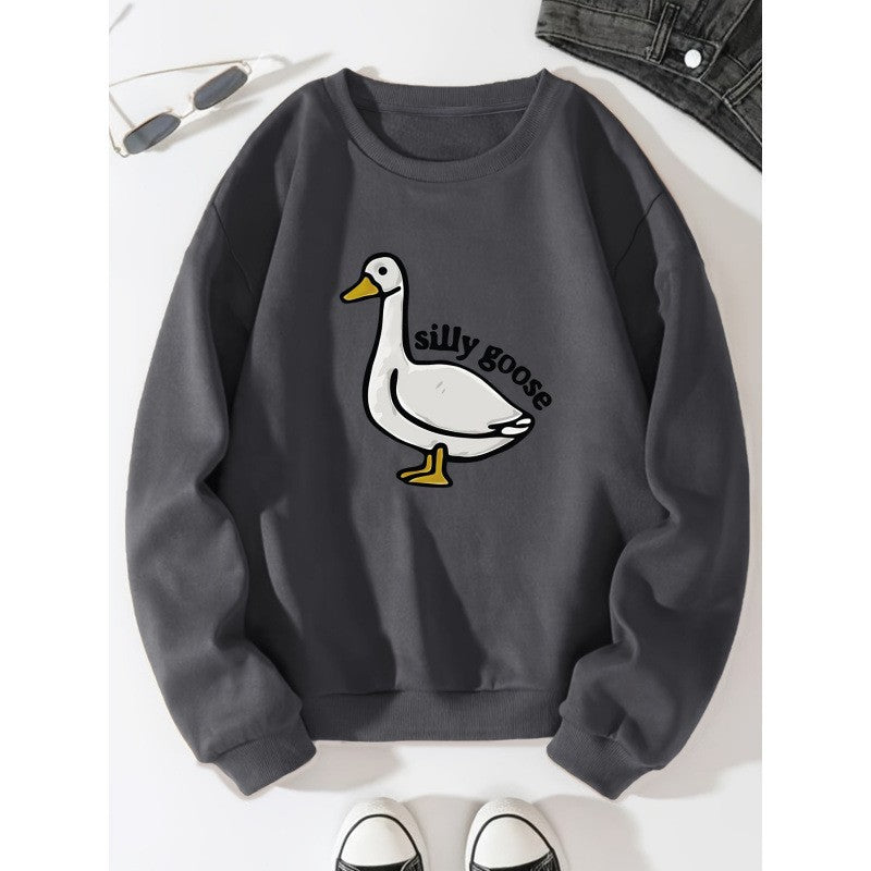 Damen Sweatshirt mit verspieltem Entenmotiv und lässigem Schnitt Drune