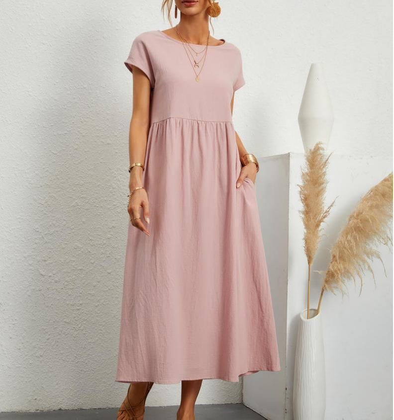 Damen lässiges Midikleid mit elegantem Schnitt und praktischen Taschen Drune