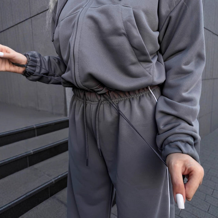 Damen sportliches Freizeit-Set mit hohem Kragen und elastischem Bund Drune