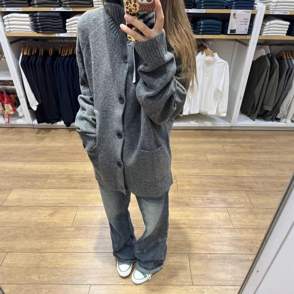 Damen Übergroße Strickjacke mit hohen Taschen Drune