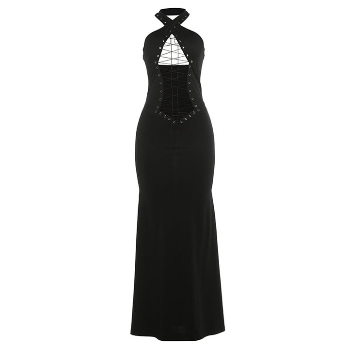 Damen Elegantes Maxi-Kleid mit raffiniertem Schnürungsdesign Drune