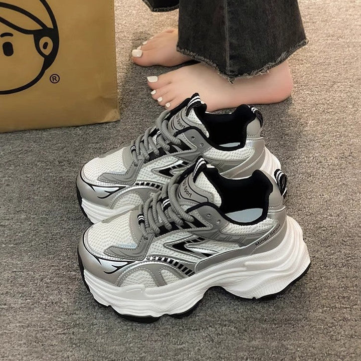 Damen Trendige Chunky Sneakers mit atmungsaktivem Mesh und starker Dämpfung Drune