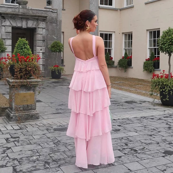 Femme Gestuftes Chiffon Maxi-Kleid Drune