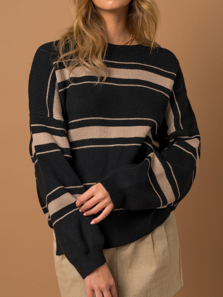 Damen lässiger Pullover mit modernen Streifen Drune