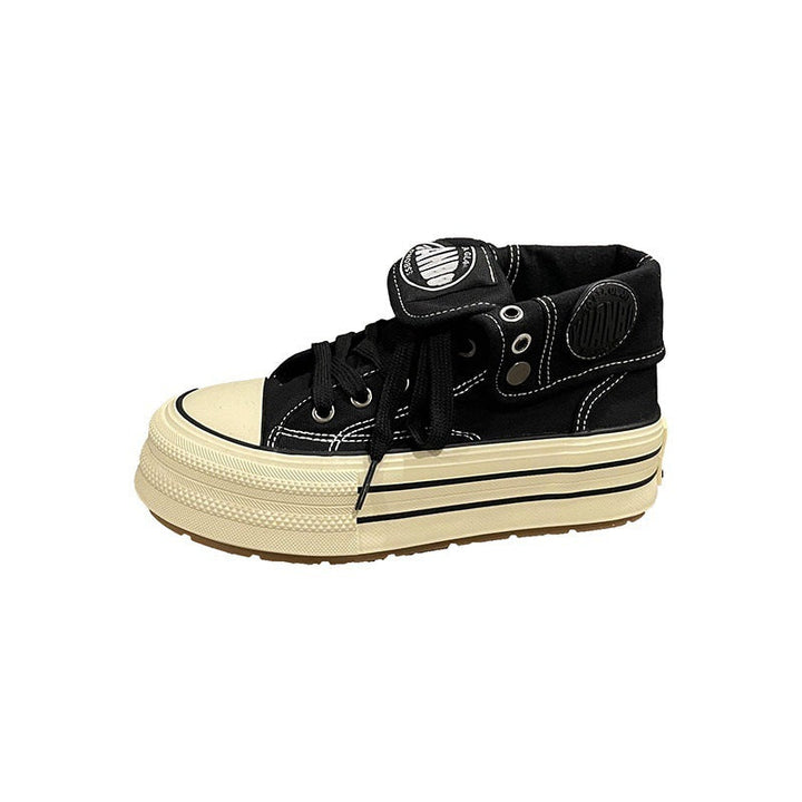 Damen High-Top Sneakers mit dicker Gummisohle und seitlichem Reißverschluss Drune