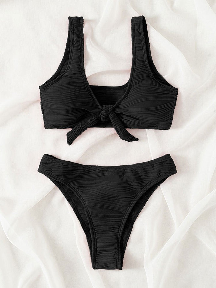 Damen Bikini-Set mit Knotenverschluss und hoch geschnittenem Höschen Drune