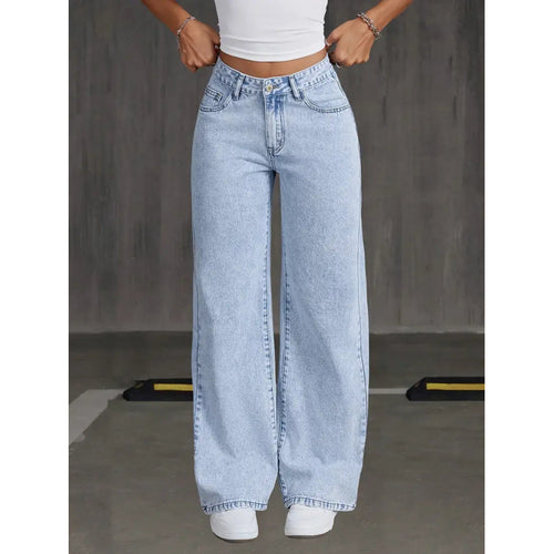 Damen weite Jeanshose im Vintage-Stil Drune