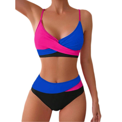 Damen Hoch tailliertes Bikini-Set mit modischem Wickeloberteil Drune