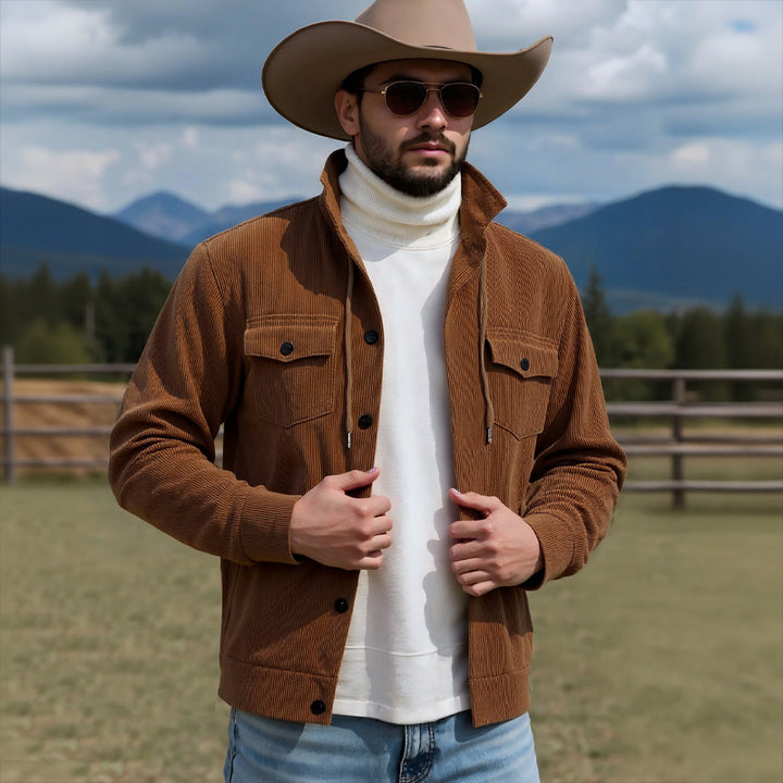 Herren lässige Strickjacke mit praktischen Brusttaschen und modernem Stehkragen Drune