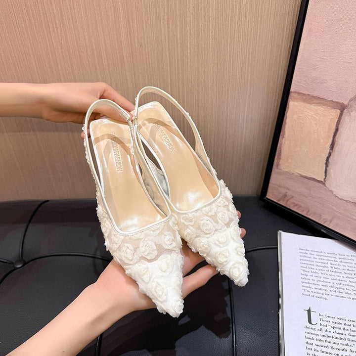 Damen Elegante Slingpumps mit floralem Design und schimmernder Oberfläche Drune