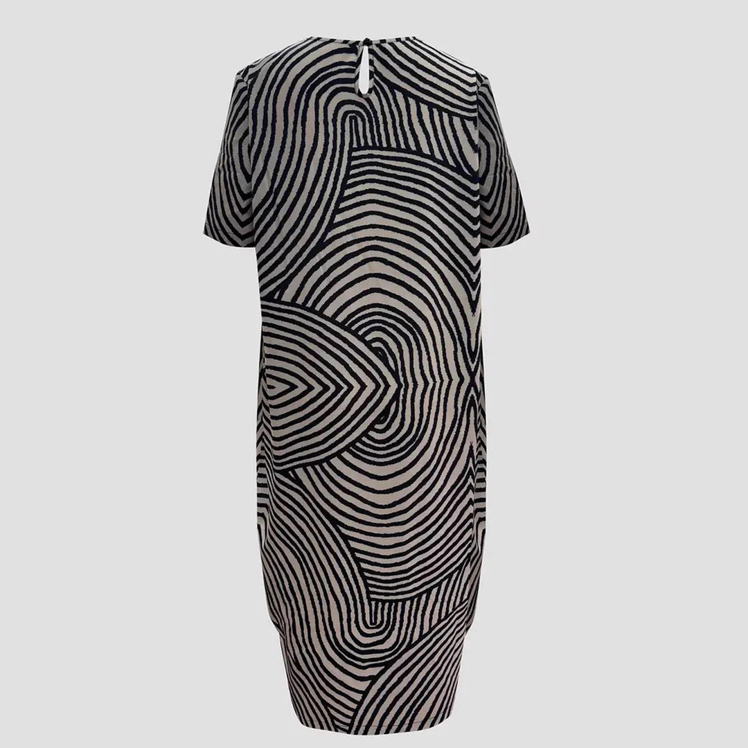 Damen Tunika-Kleid mit lässigem Streifenmuster und weit geschnittenem Design Drune