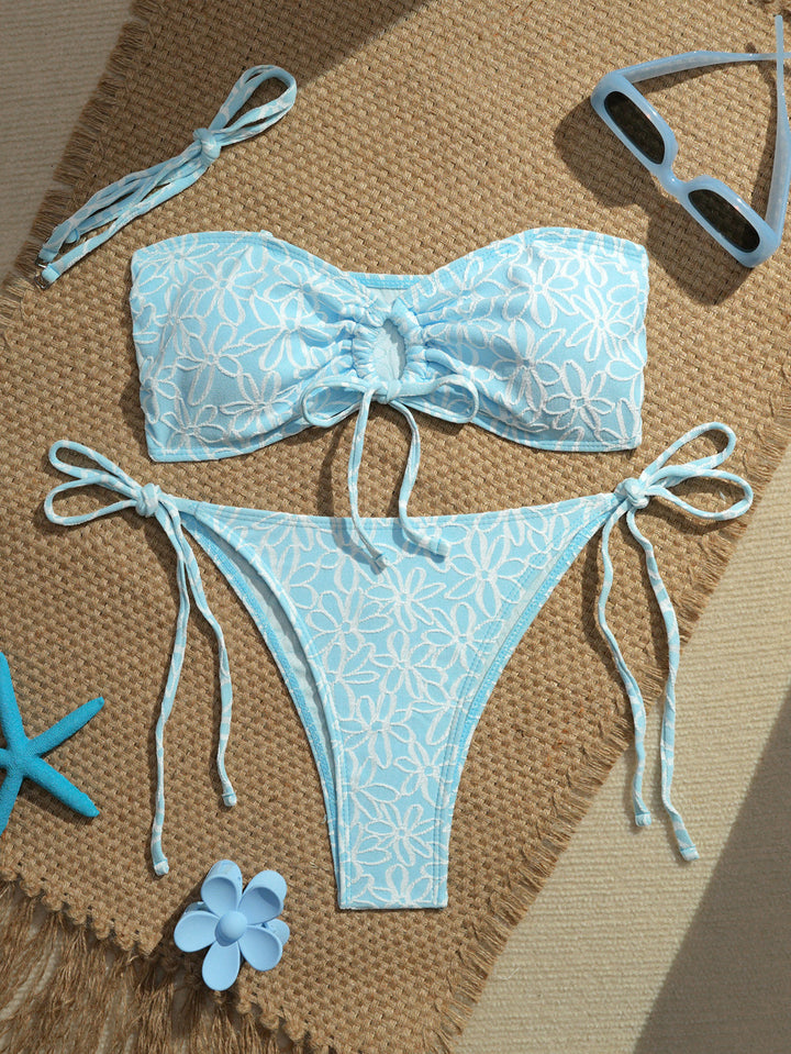 Damen Bandeau-Bikini-Set mit verspielten Rüschendetails Drune