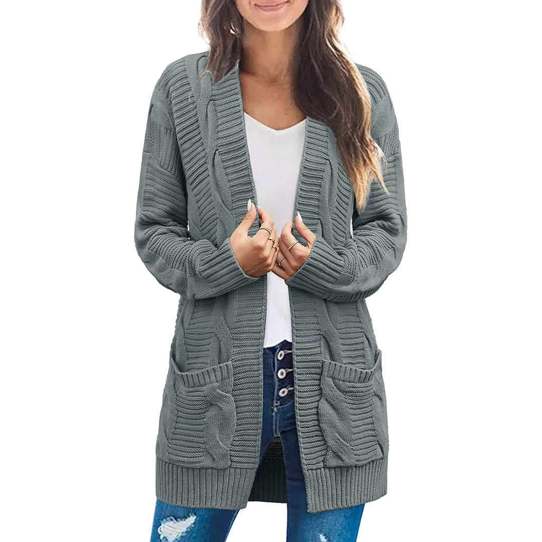 Damen Grobstrick-Cardigan mit Taschen und strukturierter Maschenoptik Drune