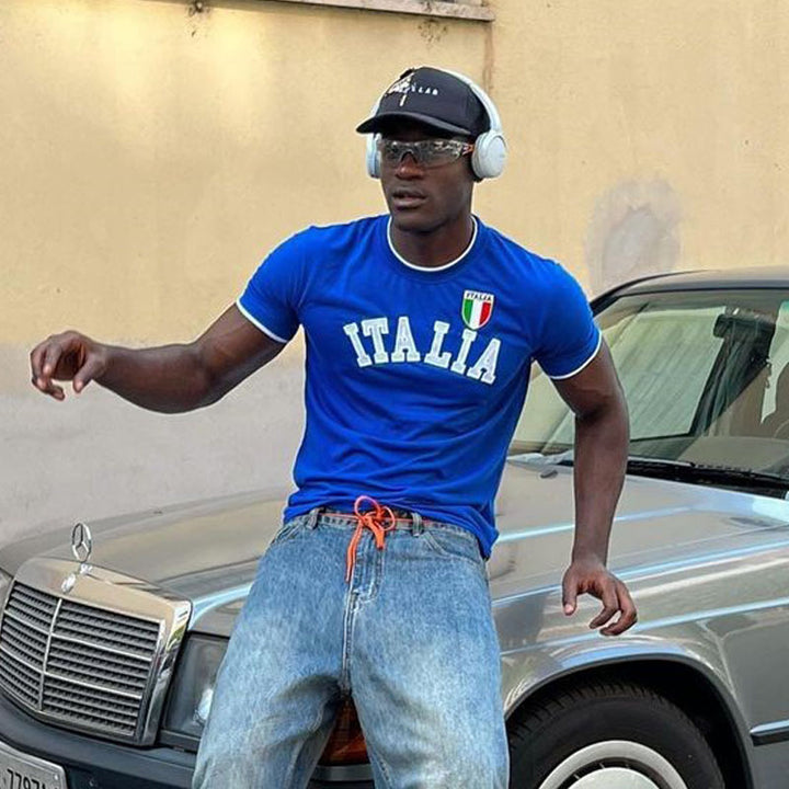 Herren sportliches T-Shirt mit Italia-Motiv und kontrastierenden Akzenten Drune