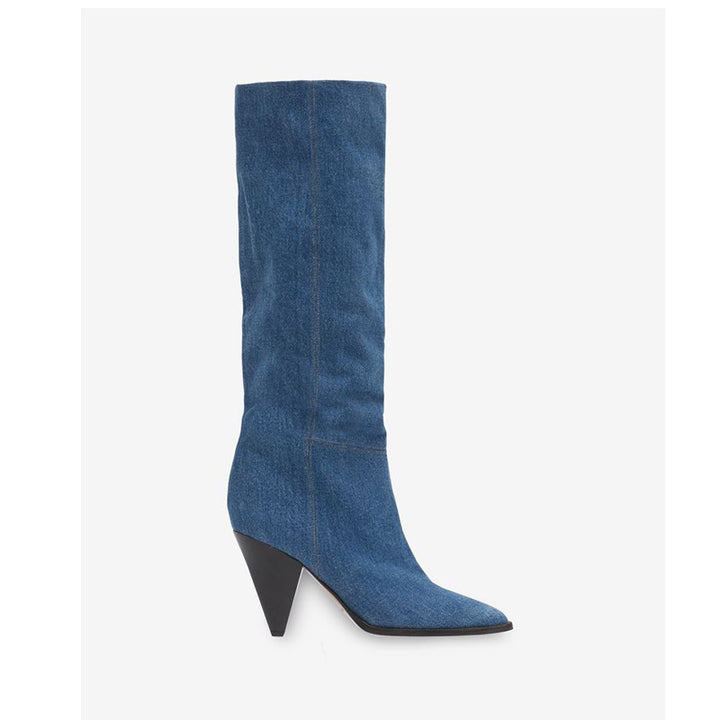 Damen Elegante Wildleder Über-die-Knie Stiletto Stiefel Drune