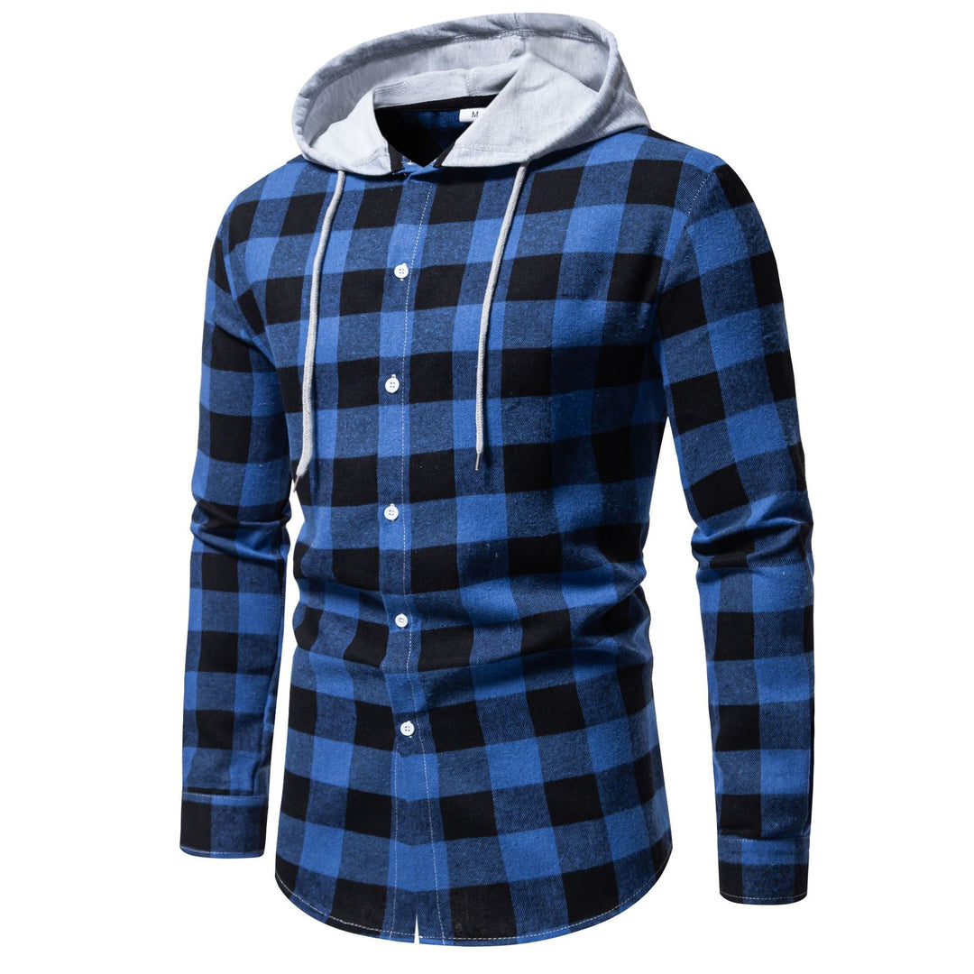 Herren Karo-Hemdjacke mit Kapuze und modernem Schnitt Drune