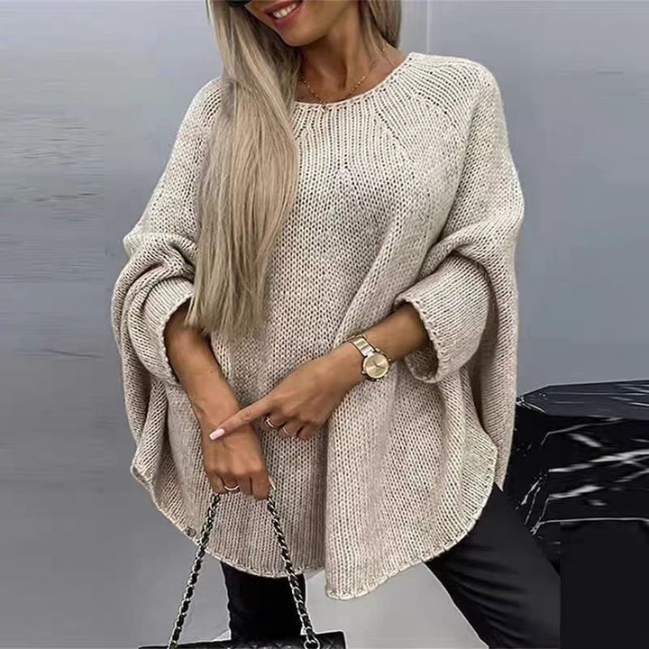 Damen Grobstrick Pullover mit weit geschnittenen Ärmeln und modernem Design Drune