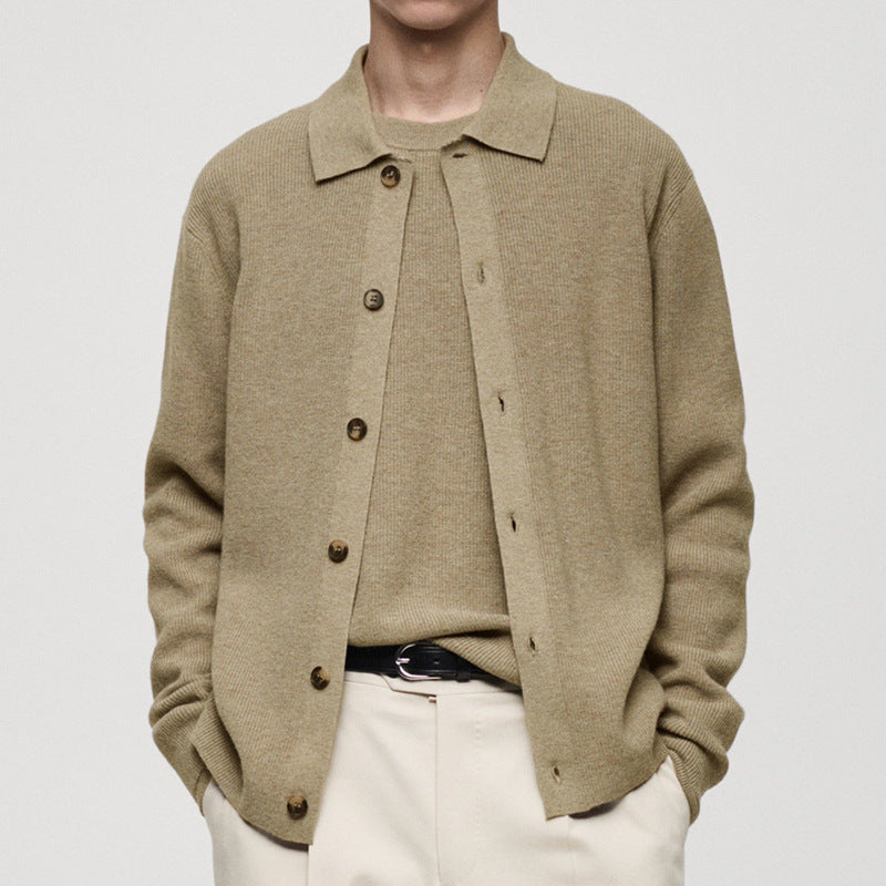 Herren Strickjacke mit modernem Kragen und hochwertigen Knöpfen Drune